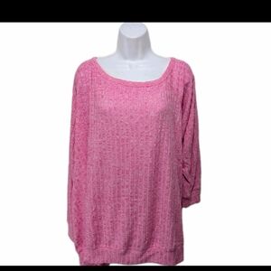 NWT Torrid 5 5 XPink Rib HCCI Callie Sweatshirt 5X Knit Tunic Top Casual Spring